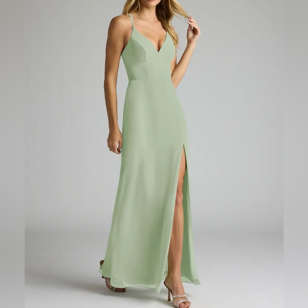 Azazie Becca Chiffon Bridesmaid or Prom Dress - Dusty Sage A10